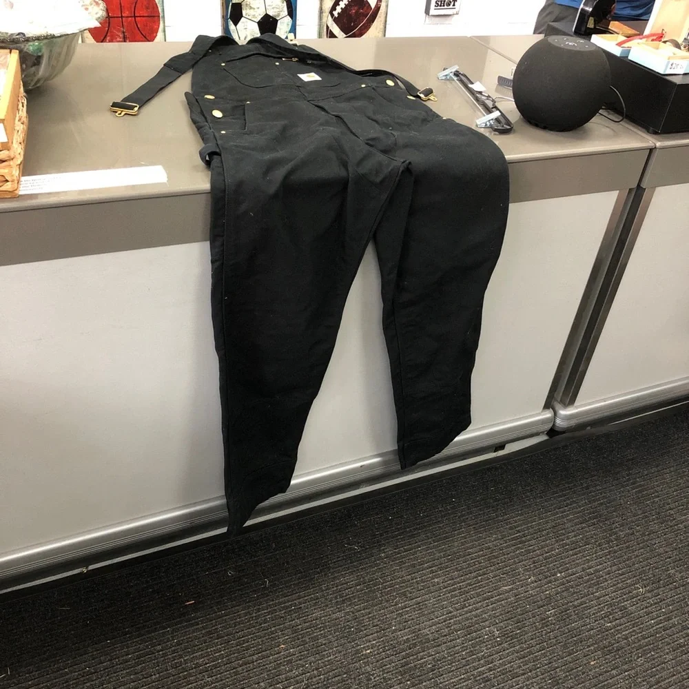 Carhartt Black Canvas Bib Overalls with Brass Hardware